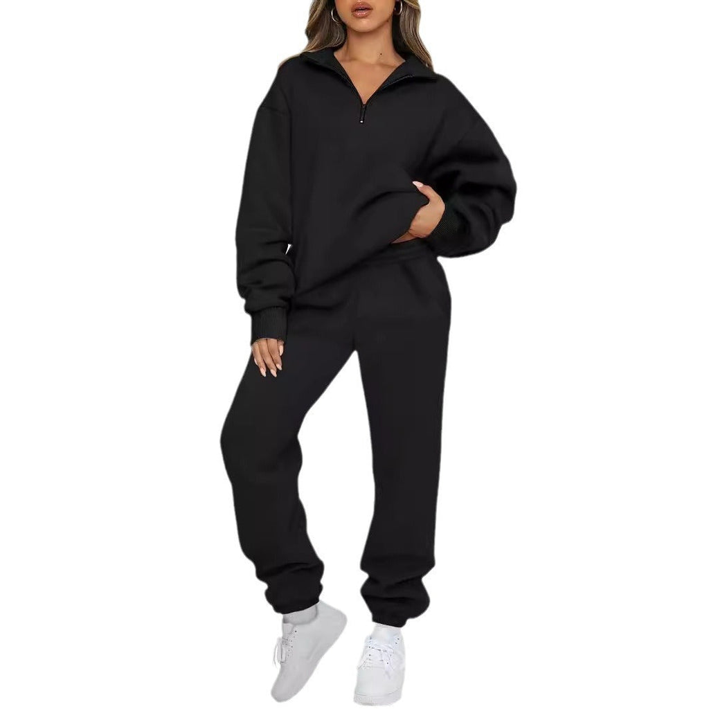 Ensemble lounge mi-zip pour femmes avec sweatshirt oversize et pantalon de jogging taille haute Echo Archiv