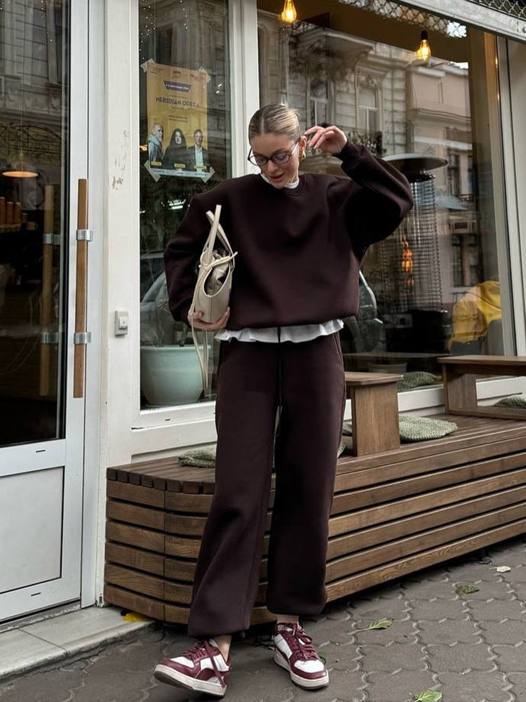 Ensemble Sweatshirt Oversize pour Femmes et Pantalon de Jogging Taille Haute en Mélange de Coton Brosse Echo Archiv