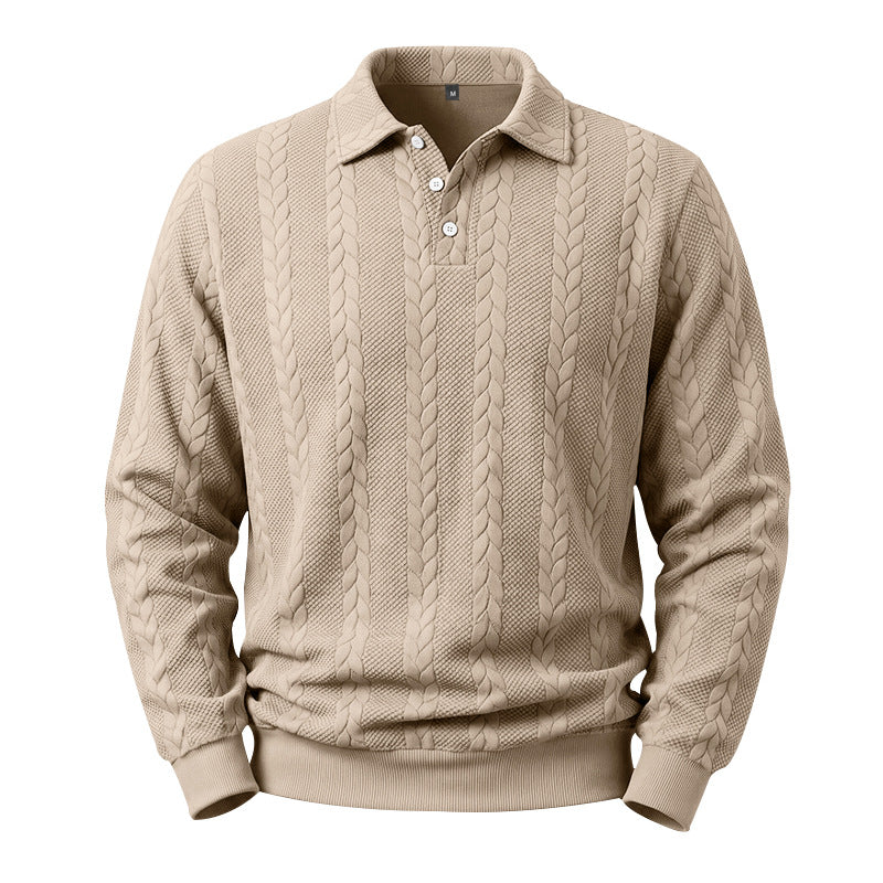 Pull Polo en Câble pour Hommes en Mélange de Coton avec Bords Côtelés Echoarchiv