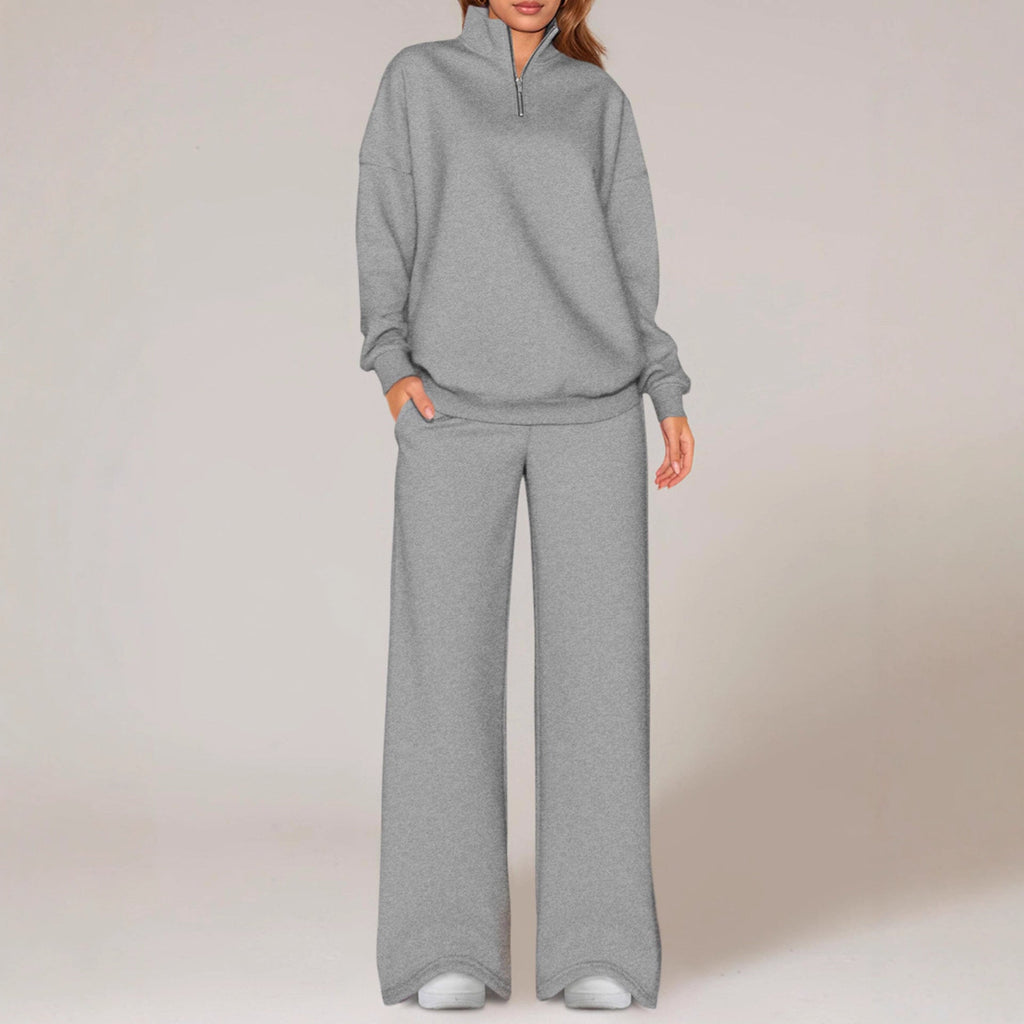 Ensemble de jogging oversized pour femmes avec col montant, demi-zip et jambes larges Echo Archiv