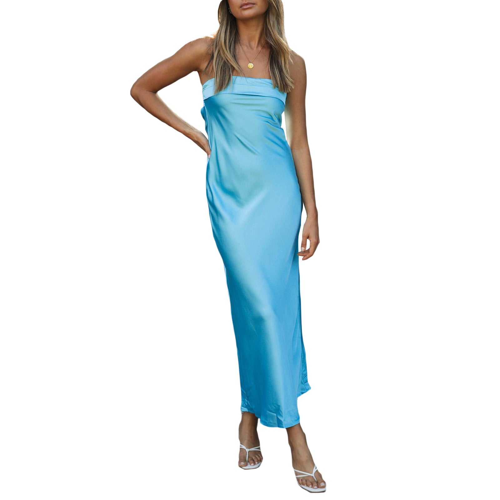 Robe longue en satin élégant pour femmes Heidi-Mode