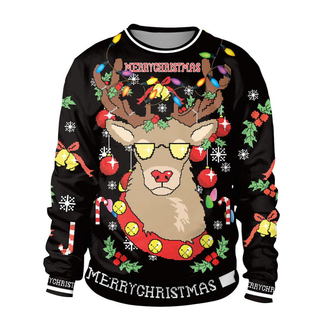 Sweat-shirt de Noël amusant pour femmes avec un motif unique de renne Echoarchiv