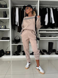 Ensemble de lounge sportif pour femmes avec bandes latérales rayées, sweat-shirt oversized et jogging élastique Echo Archive