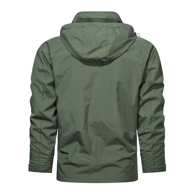 Veste de plein air légère, coupe-vent pour hommes avec capuche et poche poitrine tactique Echo Archiv