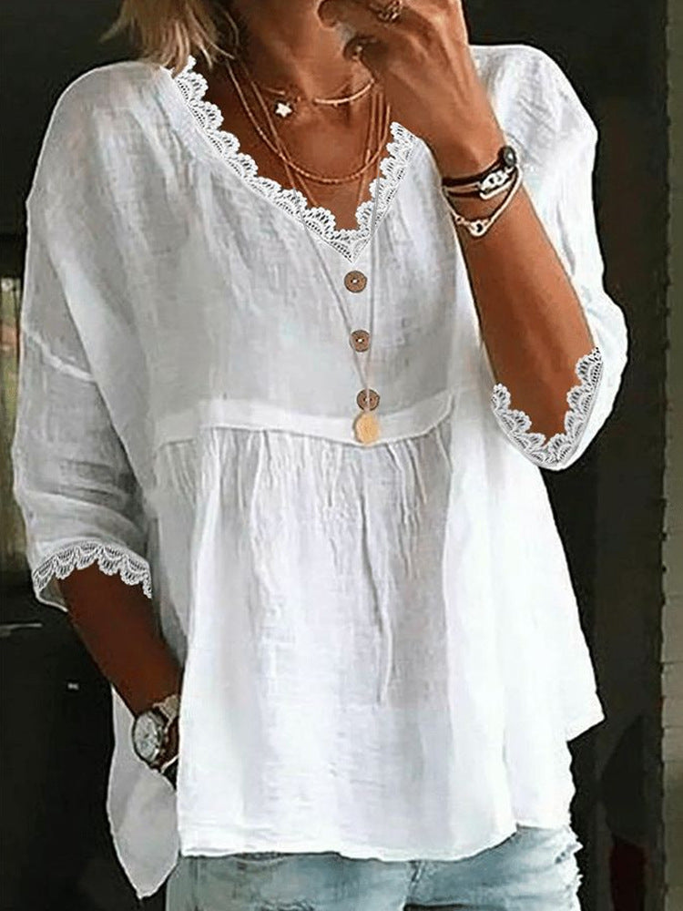 Blouse légère pour femmes avec accents en dentelle R&B
