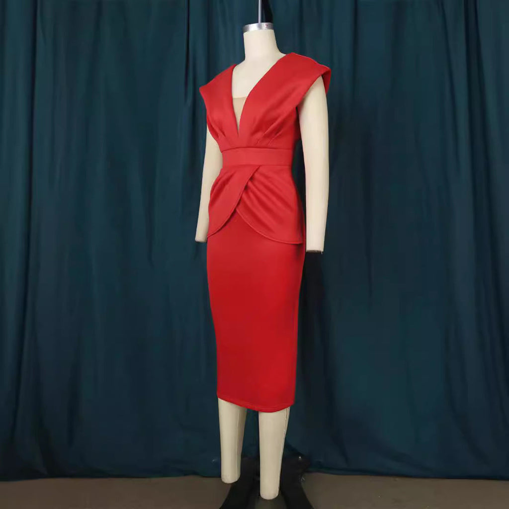 Robe portefeuille ajustée pour femmes avec décolleté en V profond et coupe organique R&B