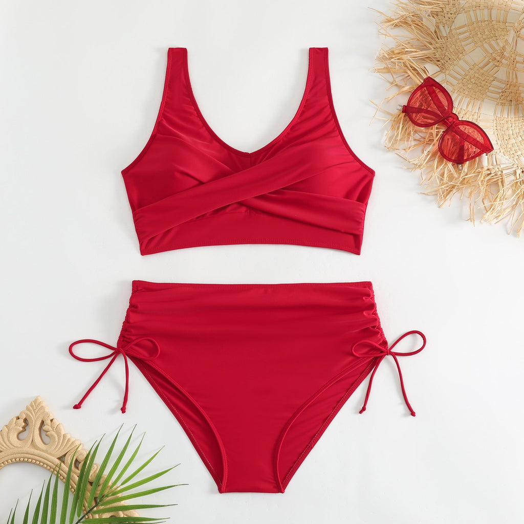 Ensemble de bikini taille haute pour femmes avec bretelles réglables R&B