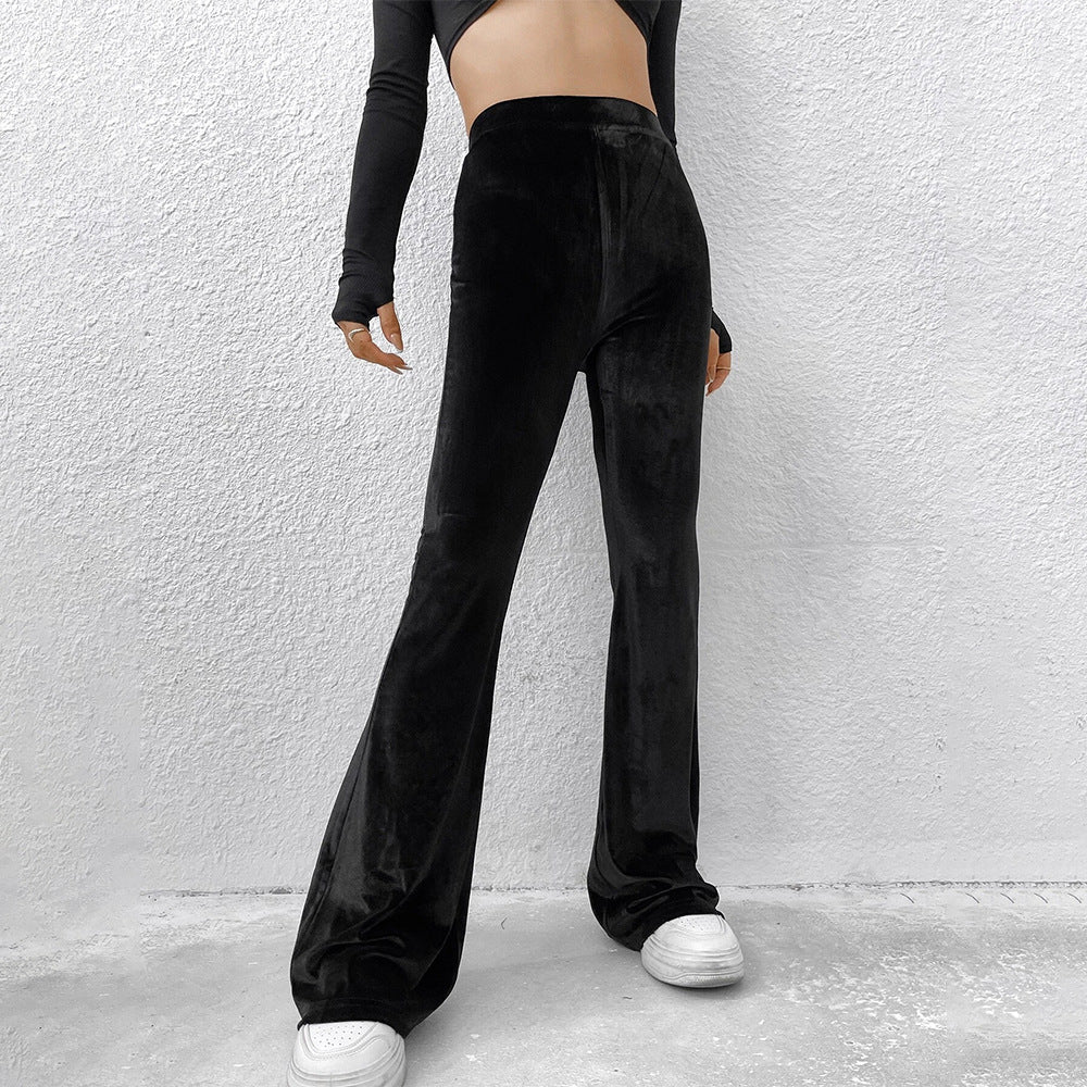 Pantalon évasé taille haute en velours pour femmes avec jambe large et coupe sculptante Echo Archiv