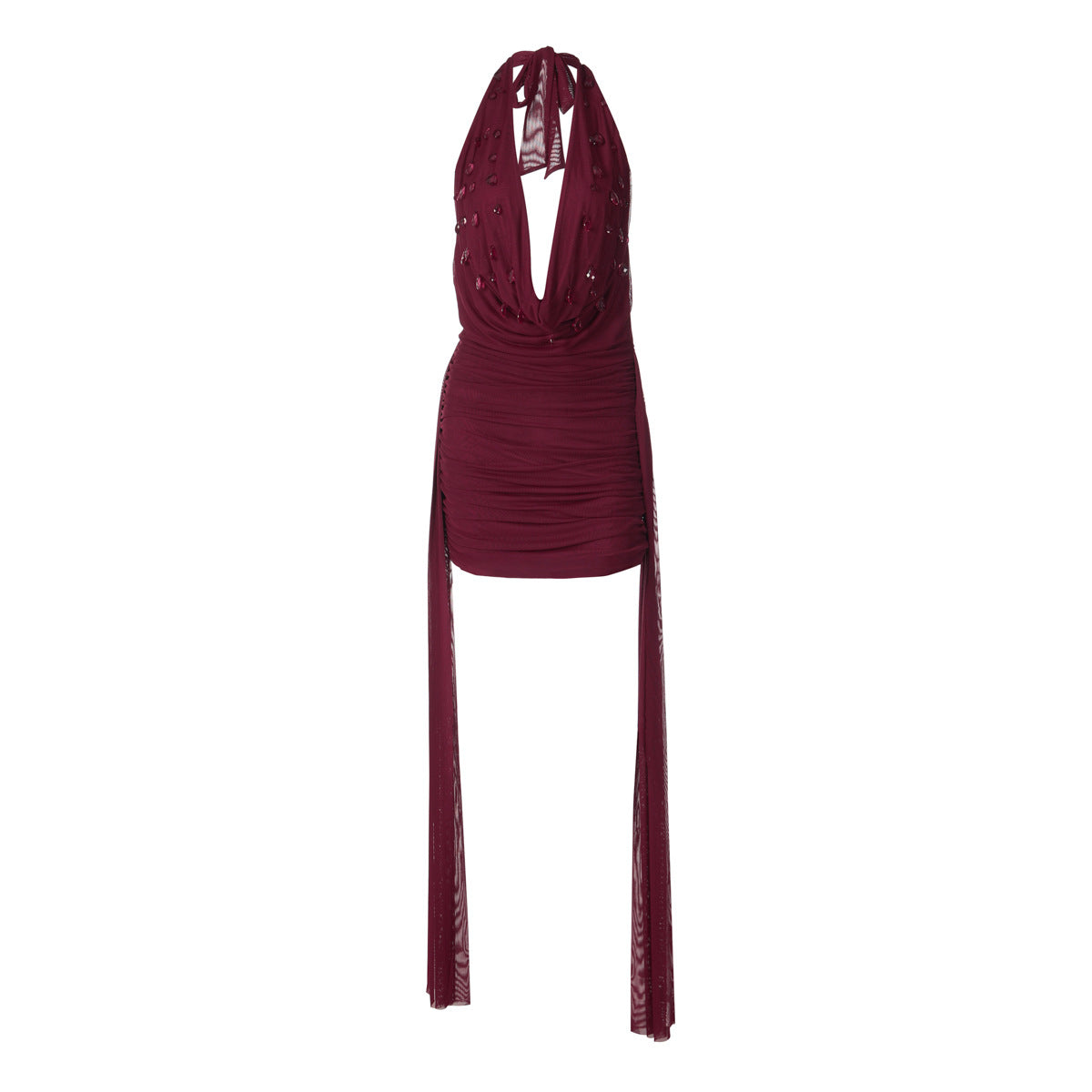 Robe Mini Femme avec Drapé Raffiné et Décolleté en V Profond - Mode Heidi