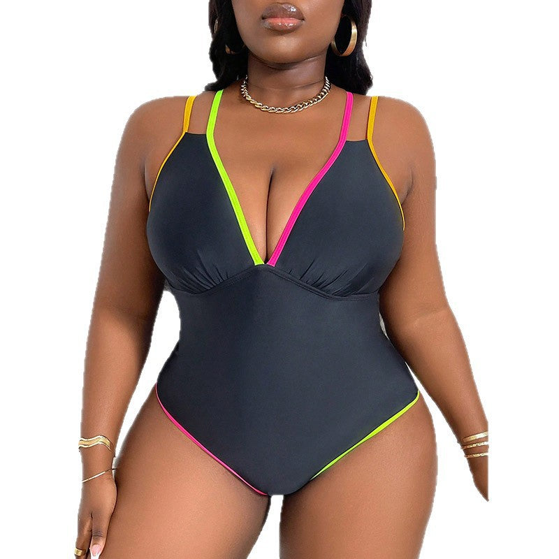 Maillot de bain une pièce élégant pour femmes avec des détails contrastés R&B