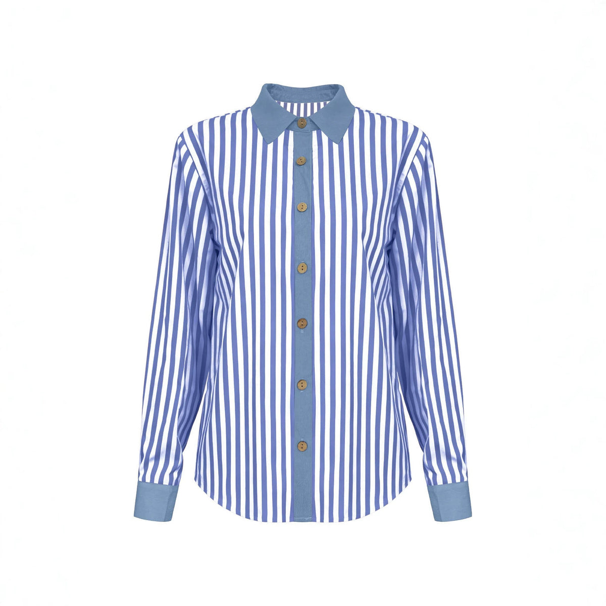 Blouse à rayures pour femmes avec bord contrasté et boutons en bois Echoarchiv