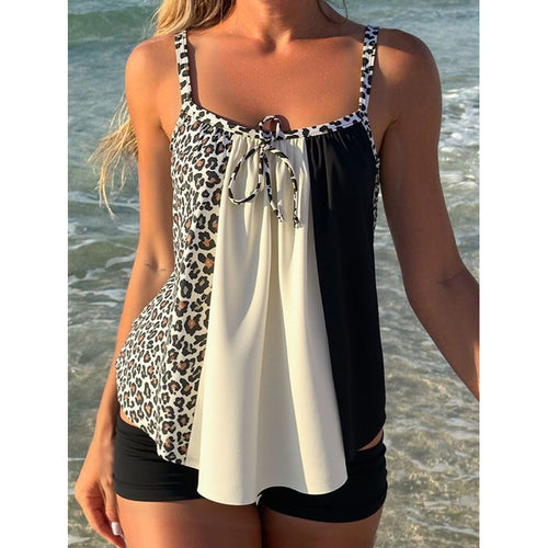 Tankini pour femmes avec design léopard à la mode et éléments élégants R&B