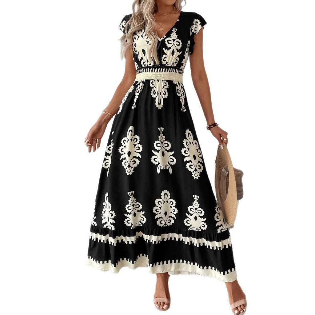 Robe maxi élégante pour femmes avec un fascinant imprimé R&B