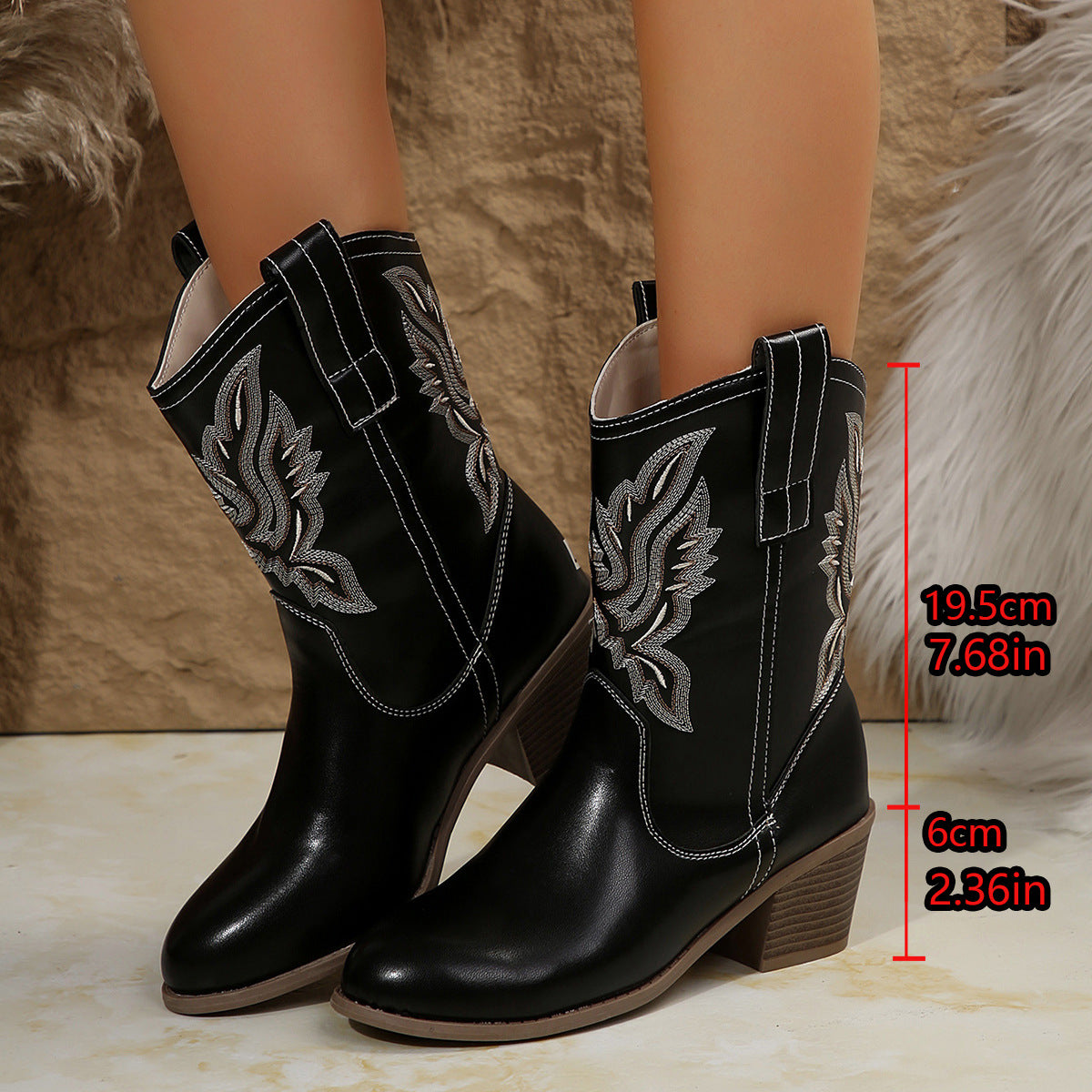Bottine Western pour femmes avec talon bloc