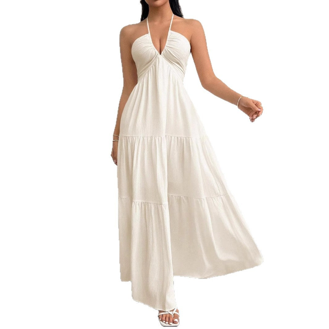 Robe maxi femme avec décolleté plongeant et jupe fluide R&B