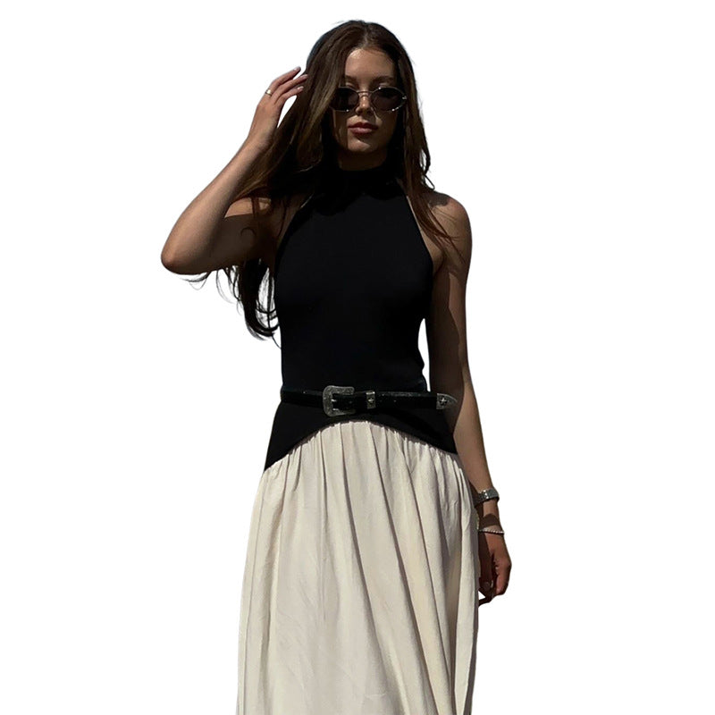 Robe Maxidame Élégante avec un Design Haut Fermé et Deux Détails de Couleur Heidi-Mode