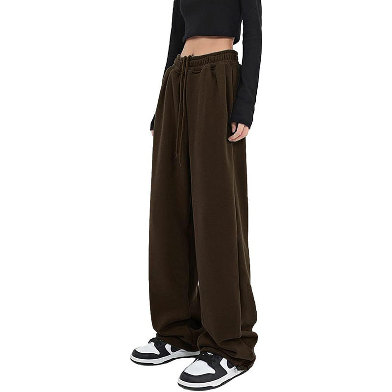 Pantalon palazzo pour femmes en sweat à coupe décontractée avec taille haute confortable, cordon de serrage et poches latérales Echo Archiv