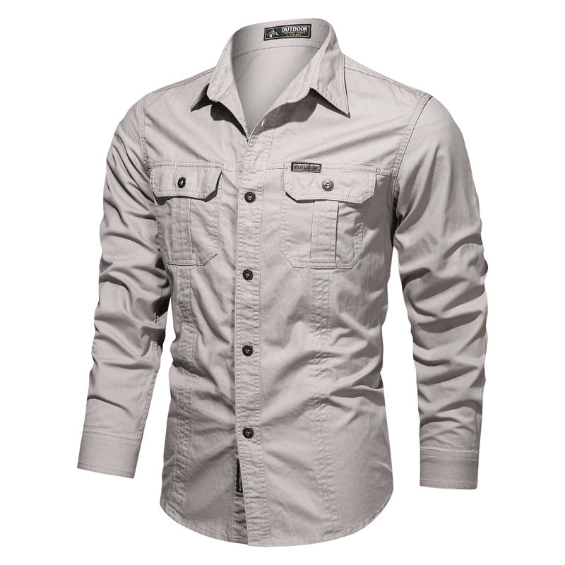 Chemise de plein air à manches longues pour hommes en twill de coton robuste avec poches à rabat et patte de boutonnage cachée Echo Archiv