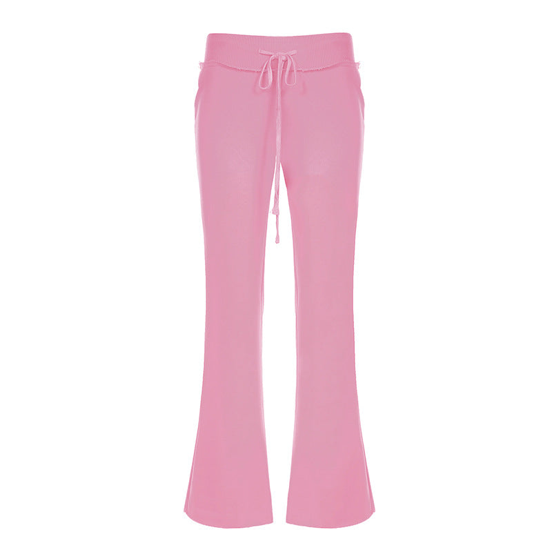 Pantalon lounge évasé en jersey taille haute pour femmes avec cordon de serrage, ceinture confortable et poches latérales Echo Archiv