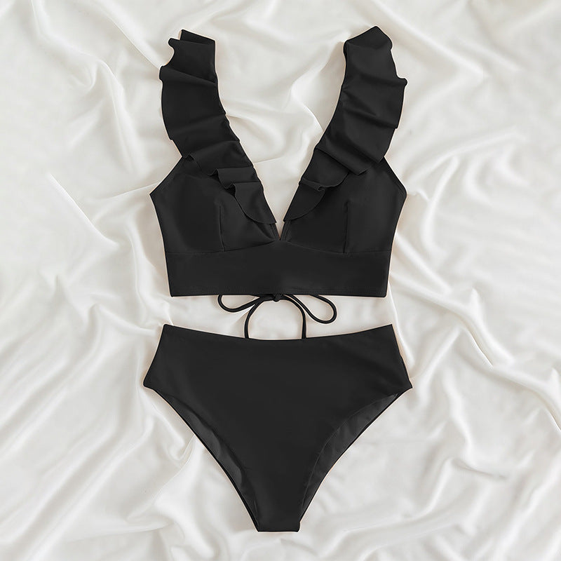 Haut de femme avec volants et maillot de bain taille haute R&B