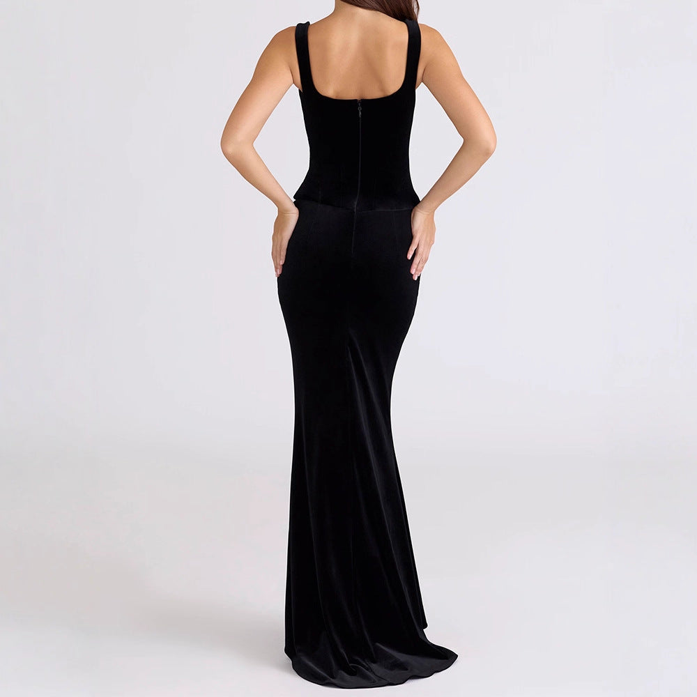 Robe maxi ajustée pour femmes avec coupe élégante R&B