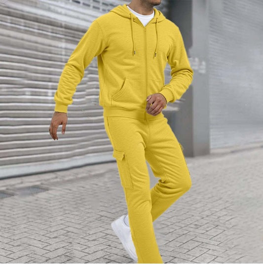 Ensemble de sweat à zip athlétique pour hommes avec pantalon de jogging cargo, coutures ergonomiques et bords côtelés Echo Archiv