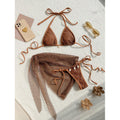 Ensemble de bikini en filet pour femmes avec nœuds à la mode et détails en coquillage R&B