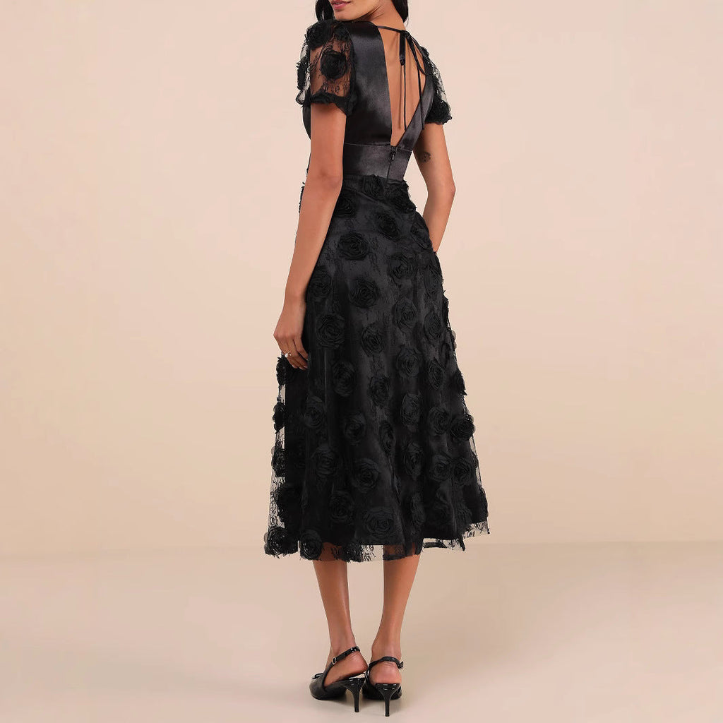 Robe Maxi Élégante pour Femmes avec Dentelle Florale R&B