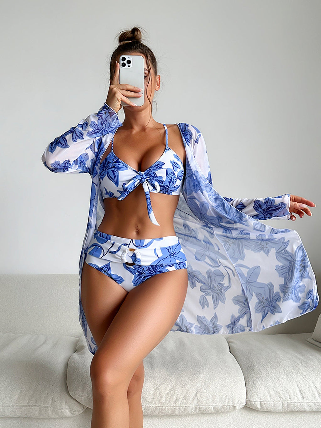 Ensemble de bikini pour femmes avec haut fleuri et kimono fluide Echo Archiv