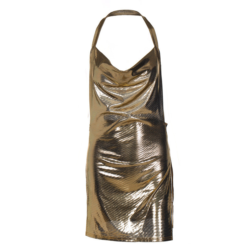Robe mini brillante pour femmes dans un style chic décontracté avec un col halter Heidi-Mode