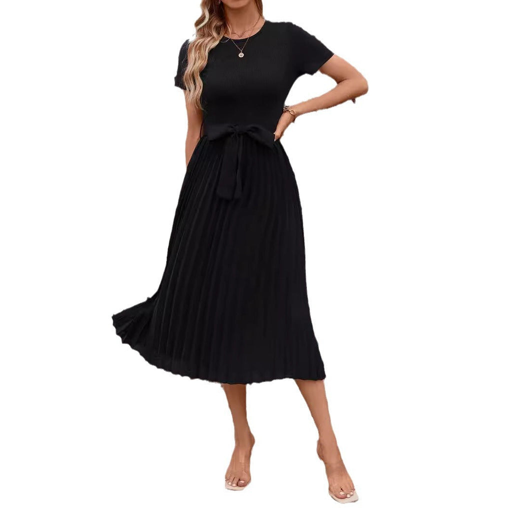 Robe midi élégante pour femmes avec design cintré et jupe fluide R&B