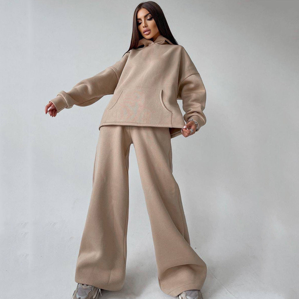 Ensemble de lounge deux pièces pour femmes avec pantalon palazzo taille haute sculptant et hoodie surdimensionné Echo Archive