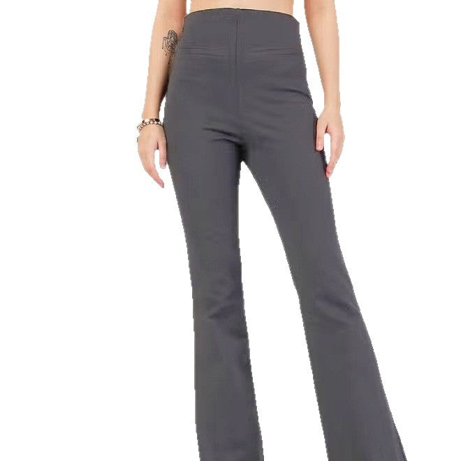 Pantalon Bootcut Stretch Taille Haute Femme avec Effet Sculptant sur les Cuisses et Pattes Évasées