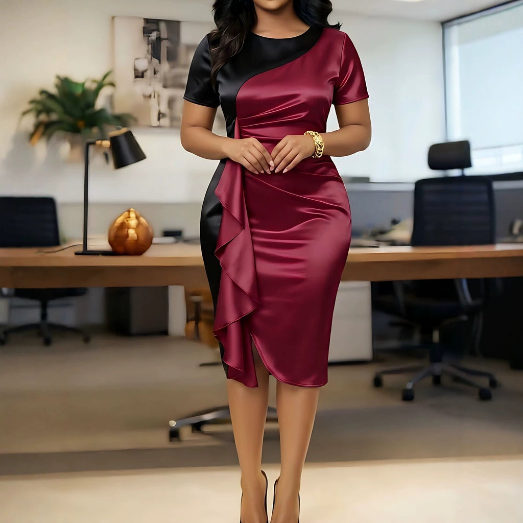 Robe portefeuille glamour pour femmes avec drapé asymétrique R&B