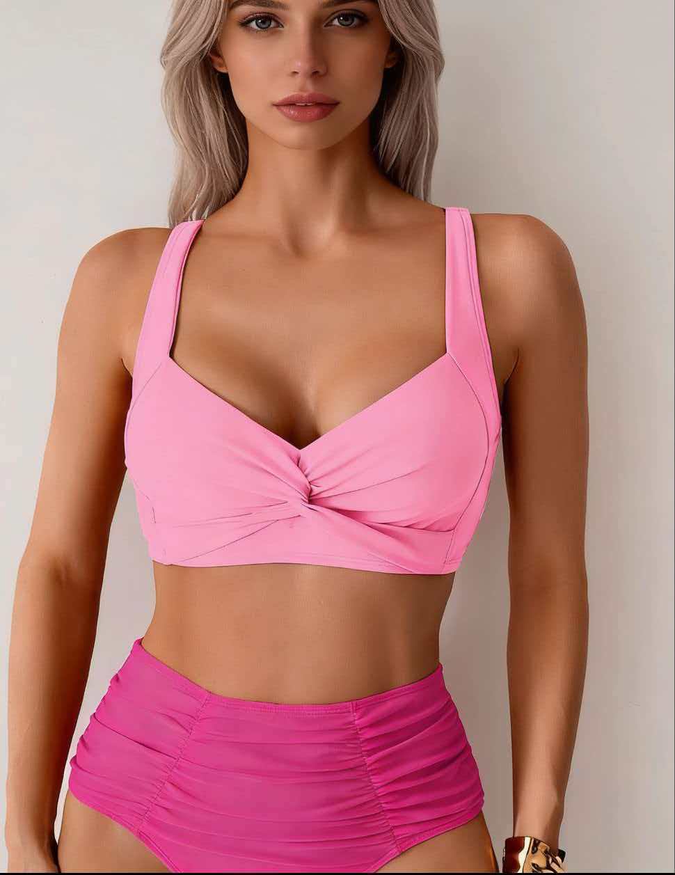 Ensemble de bikini taille haute pour femmes avec haut twist R&B