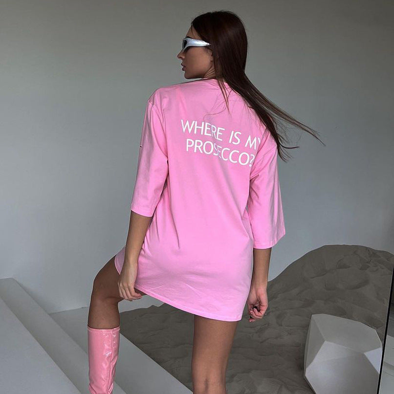 Chemisier long oversize pour femmes avec imprimé statement, manches trois-quarts et silhouette tunique décontractée Echo Archiv