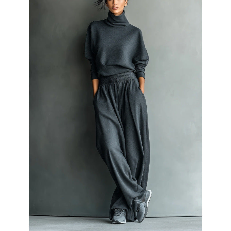 Ensemble de Loungewear à col roulé pour femmes avec haut oversize et pantalon à taille élastique Echoarchiv