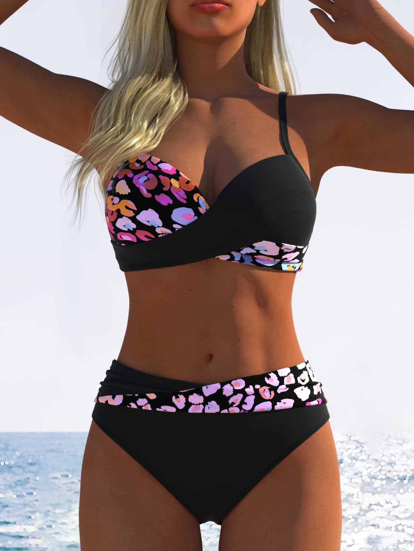Bikini femme avec haut rembourré et taille haute R&B