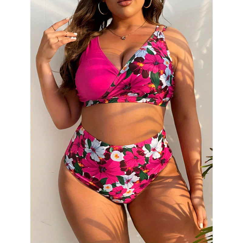 Bikini Femme à Taille Haute avec Design Floral R&B
