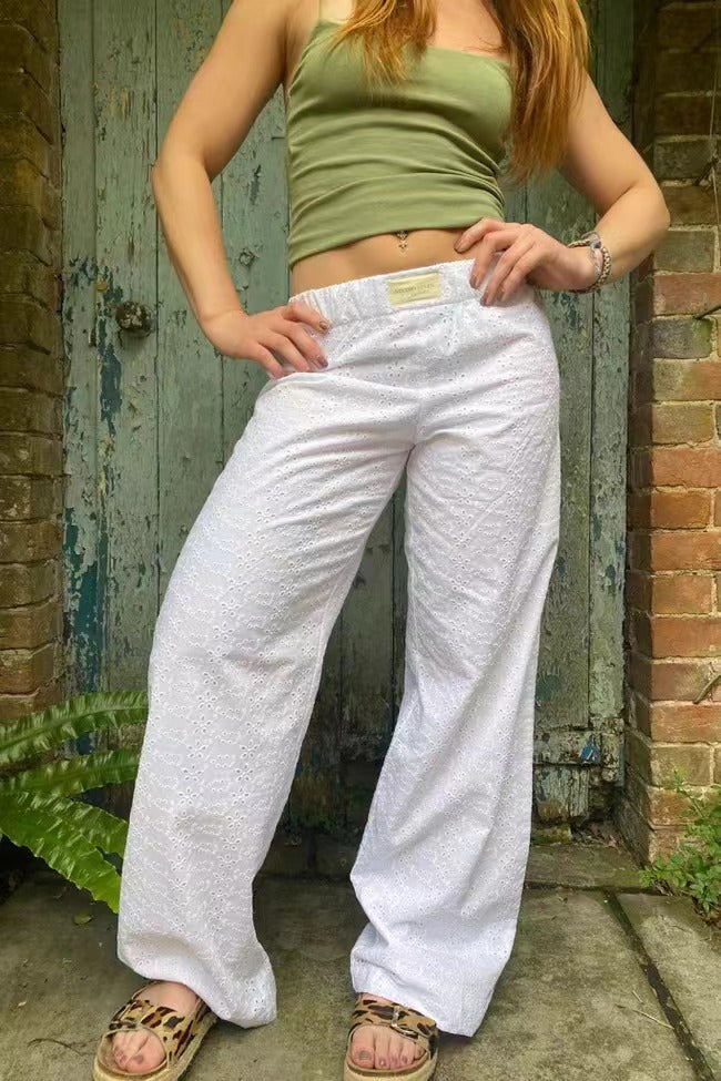 Pantalons de loisirs pour femmes, taille haute, longueur cheville, en mélange de coton doux avec taille élastique Echoarchiv