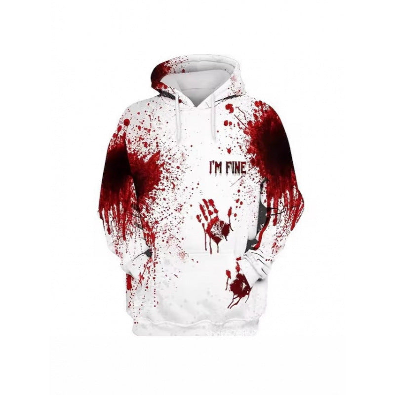 Sweat à capuche créatif pour femmes avec impression rouge sang Echoarchiv