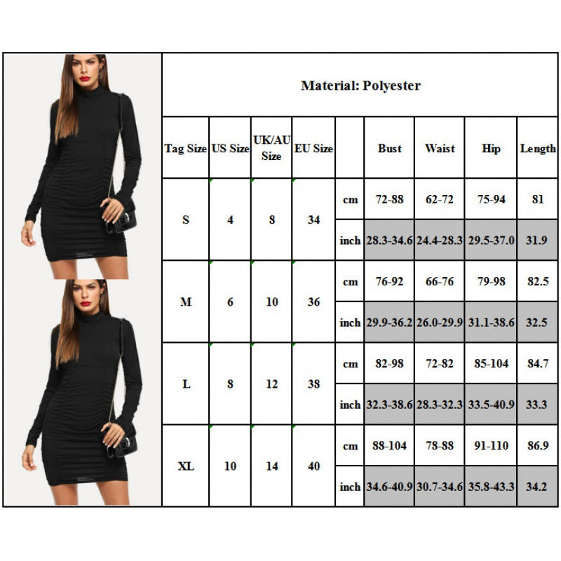 Robe Mince Stretch pour Femme avec Col Montant et Fronces Latérales Echo Archive