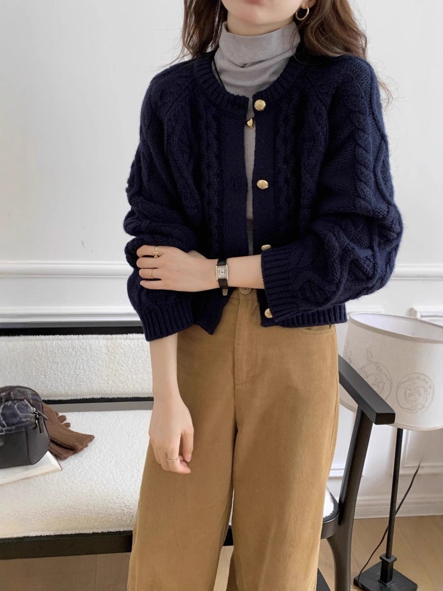 Cardigan pour femmes avec col rond et manches longues