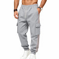 Pantalon de jogging cargo pour hommes en sweat en coton avec bandes contrastées sur les côtés et cordon de serrage Echoarchiv