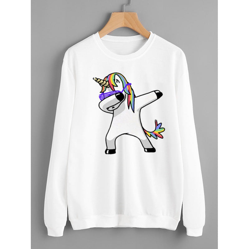 Sweat à capuche pour femmes avec impression de licorne en train de dab, poche kangourou et mélange de coton doux Echo Archive