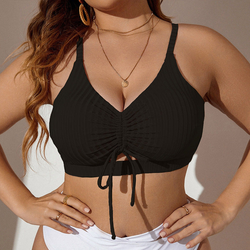 Haut de bikini de sport pour femmes avec un design à volants tendance et des bretelles réglables R&B
