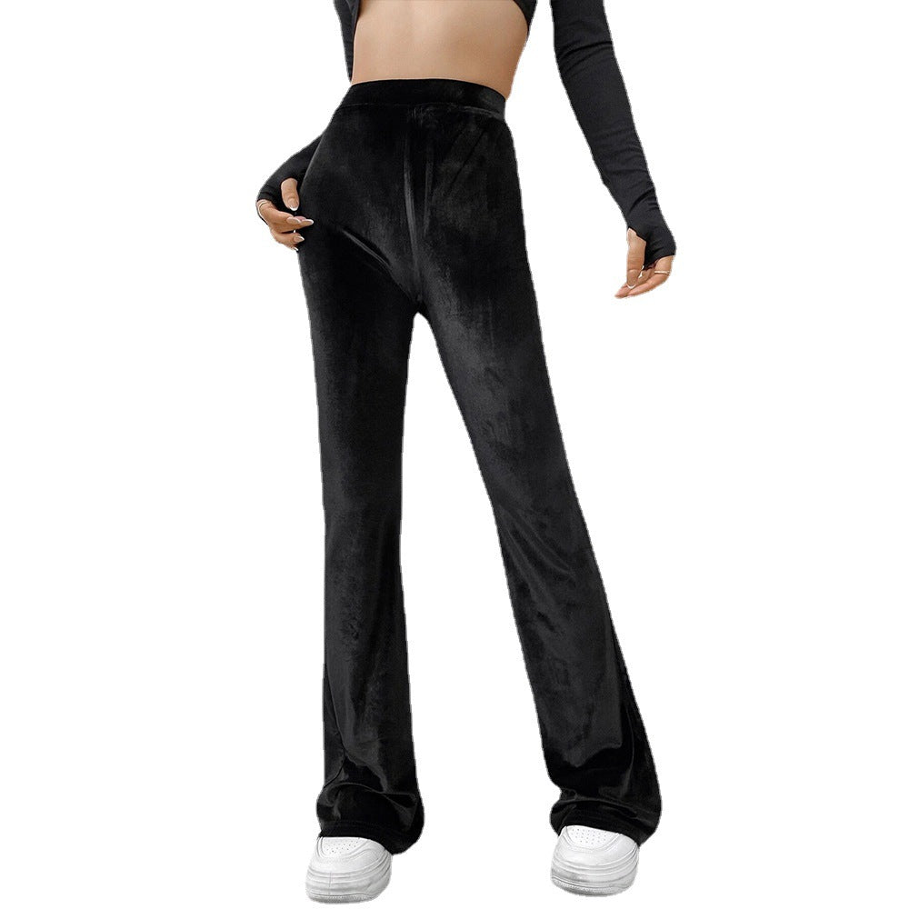 Pantalon évasé taille haute en velours pour femmes avec jambe large et coupe sculptante Echo Archiv