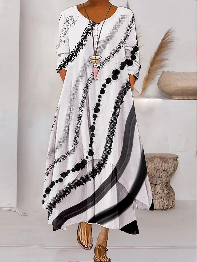 MW | Robe maxi à manches longues - Décolleté boutonné