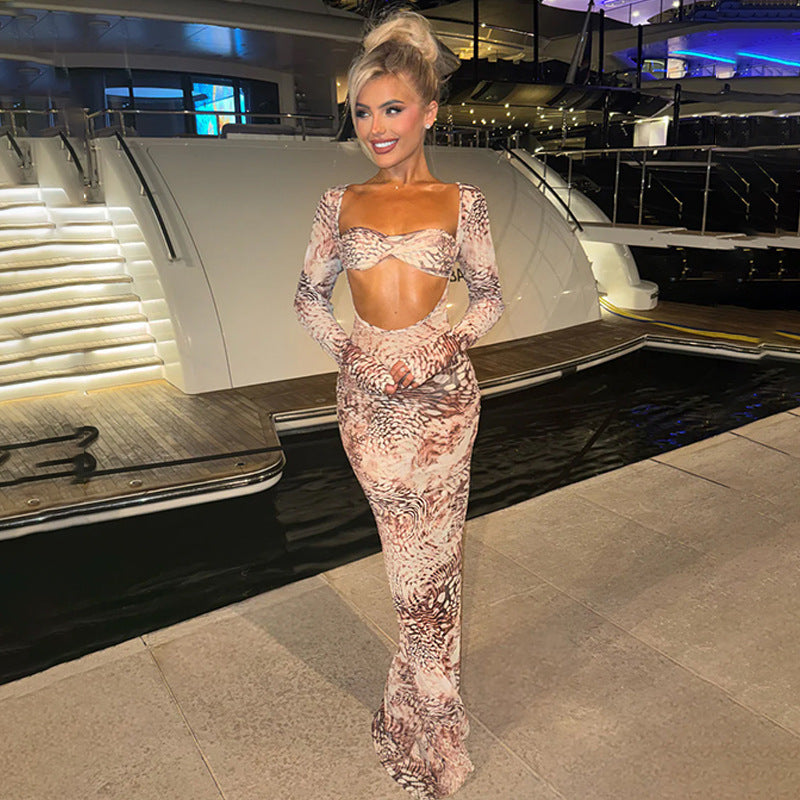 Robe Bodycon élégante pour femme avec manches longues et découpes R&B