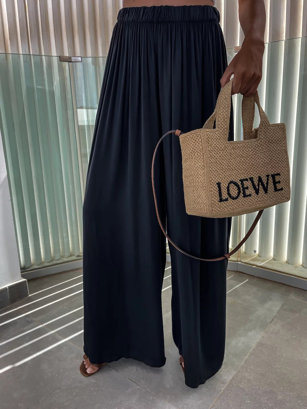 Pantalon Palazzo pour femmes avec taille élastique haute et jersey fluide Echo Archive